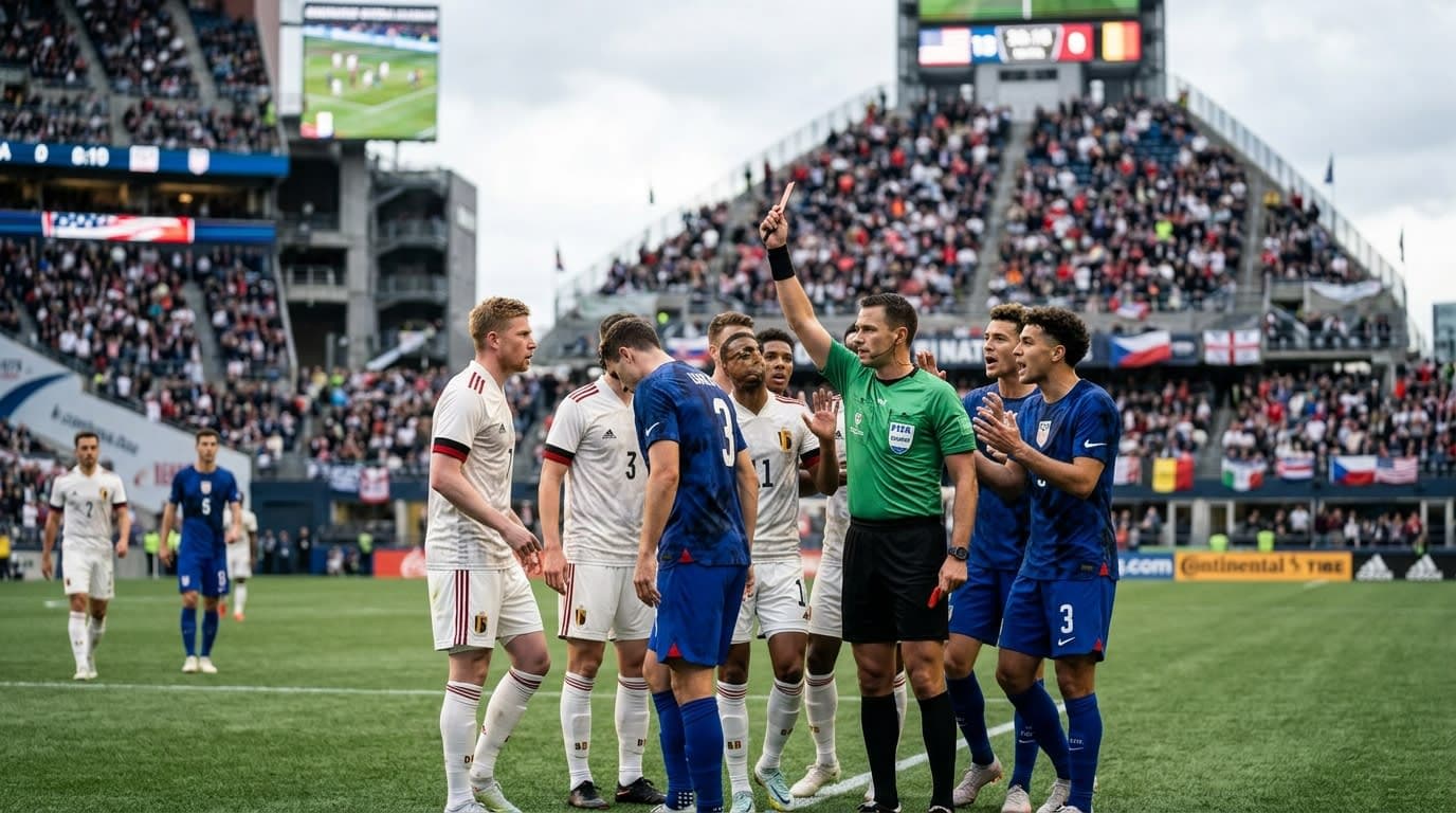 Belgium Takes Early Lead Against USA in FIFA World Cup Knockout Amidst Red Card Controversy
